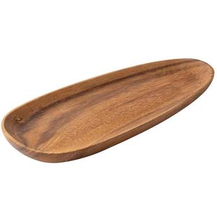 实木日式玄关钥匙盘简约桌面收纳盒首饰门口椭圆形置物盒木制托盘