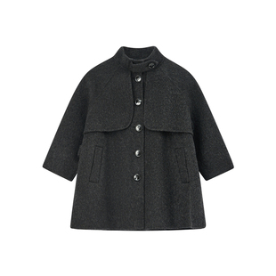 OPCP儿童双面羊毛大衣秋冬新款女童毛呢外套加厚保暖中长款斗篷