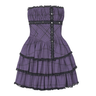 SagiDolls少女斗志 #心跳讯号#葡萄紫格子抹胸蛋糕连衣裙演唱会春