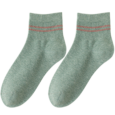 100%纯棉无骨缝头女士中筒袜