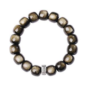 宫里上新金曜石手串男款天然黑曜石马年本命年手链男生生日礼物