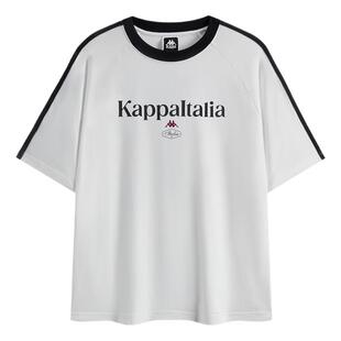 Kappa卡帕纯棉撞色条纹短袖T恤2026新款情侣男女宽松休闲运动上衣