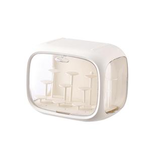 太空舱盲盒收纳展示架奶油风摆件收纳盒手办透明带灯桌面展示柜子