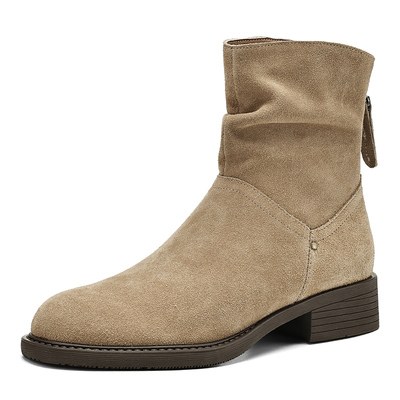 达芙妮勃肯短靴女秋冬真皮堆堆