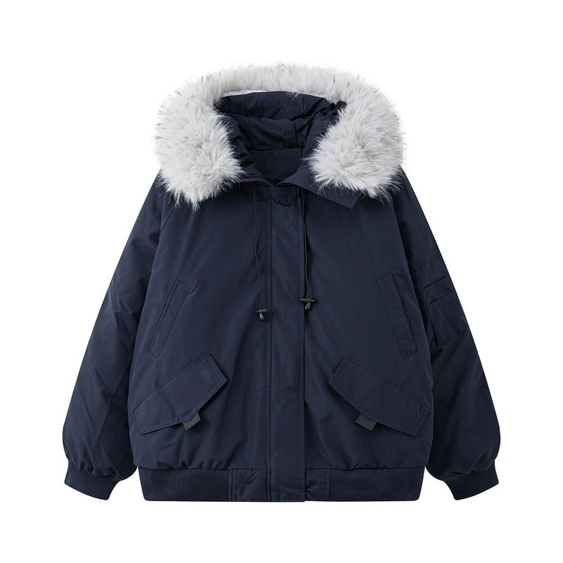 冬季加厚短款韩系大毛领派克服女