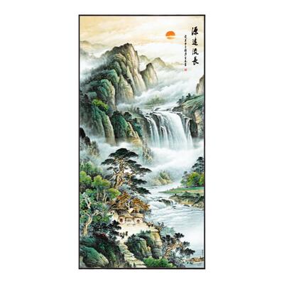 玄关山水画背景墙壁画入户走廊
