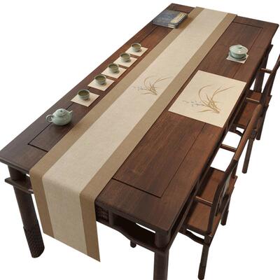 新中式防水桌旗禅意茶道茶席