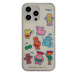 卡通可爱小熊怪兽适用iPhone14pro手机壳苹果15promax新款11网红12pm日韩13pro小众女14超火15双层全包防摔套