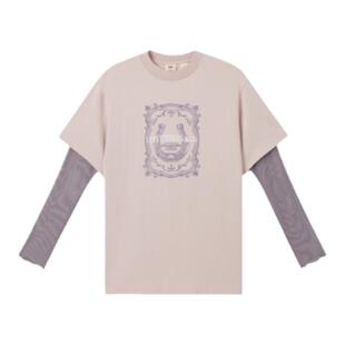 商场同款Levi's李维斯女士美式复古印花假两件圆领长袖T恤0019W