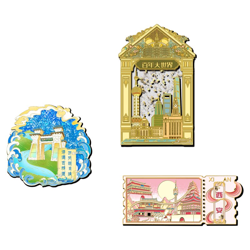 金属冰箱贴设计定制文创磁力贴手绘徽章logo产品制作卡通ip形象