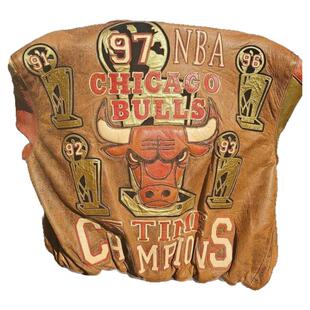 美国代购Leather ▼古着冠军公牛队大图标篮球皮革夹克外套皮衣