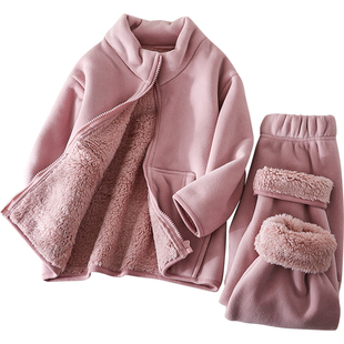 蔚未来儿童睡衣秋冬2025新款女童加绒加厚家居服亲子装保暖两件套