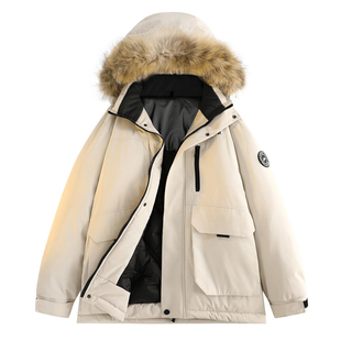 吉普羽绒服冬季女士户外极寒加厚保暖连帽工装外套派克滑雪服上衣