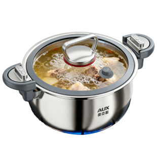 奥克斯新款不锈钢微压锅正品家用小型压力锅高压锅燃气电磁炉汤锅