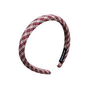 韩版布艺格纹细发箍女高级感显脸小头箍发饰秋冬高颅顶压发卡头饰