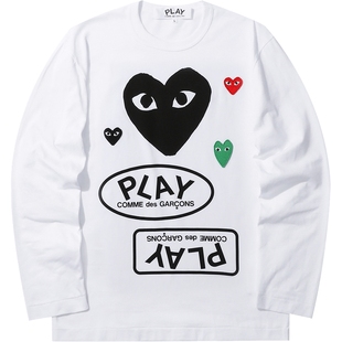 IT CDG PLAY COMME des GARÇONS川久保玲男装长袖T恤爱心缝饰印