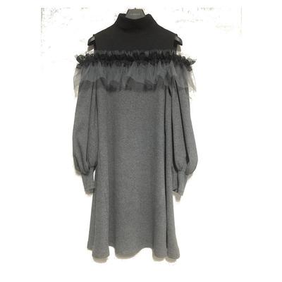 s.deer网纱拼接宽松连衣裙