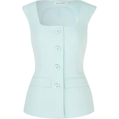 【季末折扣】ANNA QUAN 秋冬女绵羊毛混纺斜纹布背心马甲