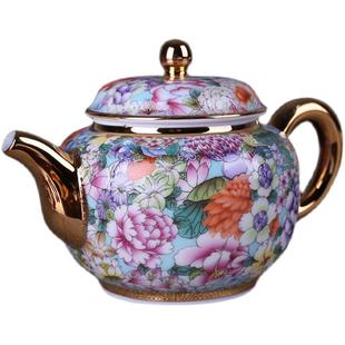 景德镇瓷器茶具餐具粉彩万花描金执壶茶壶仿古瓷器古董古玩收藏品