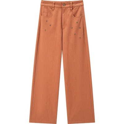 乐町休闲阔腿裤女2024春季新款休闲长裤C2GBE1431