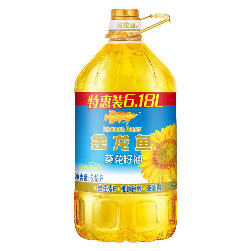 金龙鱼葵花籽油自然葵香6.18L家用食用油大桶炒菜 6.18升压榨