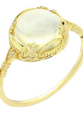 天然玉玛瑙大蛋面镶嵌戒指