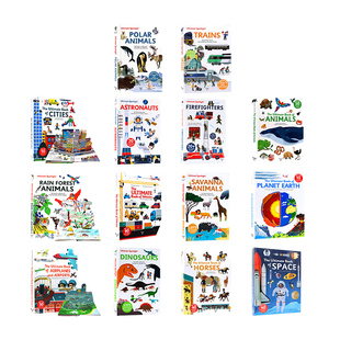 儿童启蒙认知科普操作书系列 英文原版绘本The Ultimate Book of Space太空/火车/飞机/动物 游戏翻翻书5-8岁 Twirl大开精装