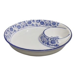 青花瓷配菜分格盘干果分格盘粗姜蒜早餐五格盘拼盘饺子盘带醋碟盘