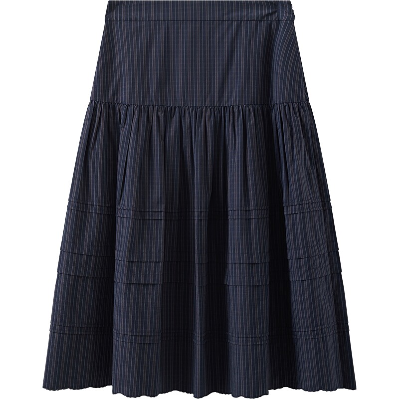 【商场同款】播26秋新品纯棉A字半身裙女优雅格纹裙子BDT3BD3354