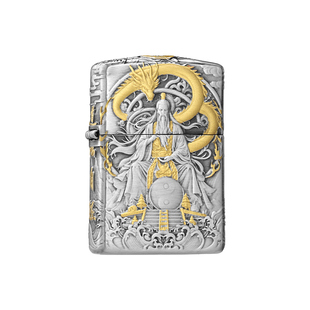 zippo打火机鸿钧老祖熏银盔甲浮雕官方正品煤油防风男士收藏礼物