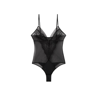 Intimissimi意舒漫性感迷人蕾丝薄纱透视深V紧身连体衣BOD2579