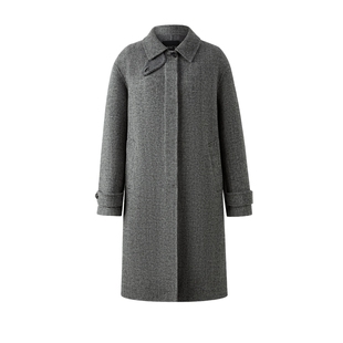 【100%绵羊毛】PRICH复古格纹双面毛呢大衣冬新款长款外套女