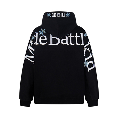 美式复古刺绣雪花连帽卫衣