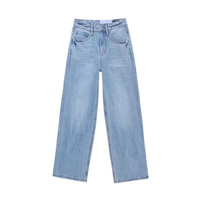 ABLEJEANS女士中高腰拖地牛仔裤