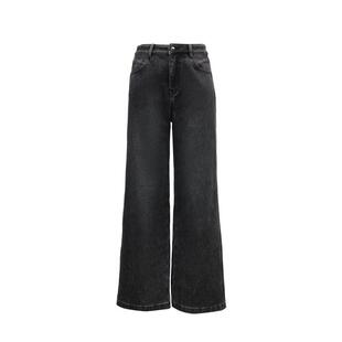 绫致Vero Moda牛仔裤女2025冬季新款含棉加绒高腰复古阔腿裤