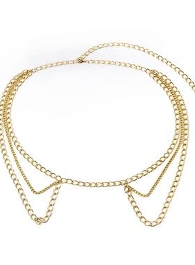 欧美百搭腰带街拍流苏多层装饰链