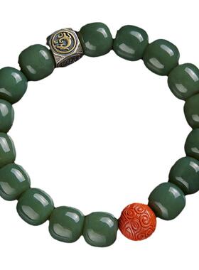 和田玉手链手持念珠老型珠桶珠