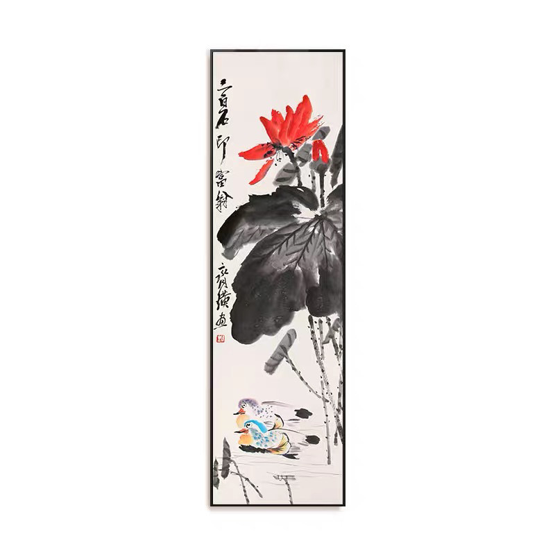 纯棉玄关齐白石荷花图十字绣印花