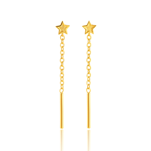 黄金耳线999足金小星星短款2025新款按克正品纯金耳饰耳钉耳链女