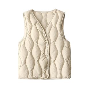 羽绒服内胆秋冬大衣内搭轻薄保暖背心贴身打底坎肩V领马甲女内穿