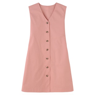 LUNAFUNG冯下文·轻奢无袖连衣裙女夏季v领全棉A字版型少女背心裙