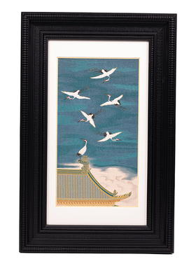 新中式祥云瑞鹤装饰画客厅挂画