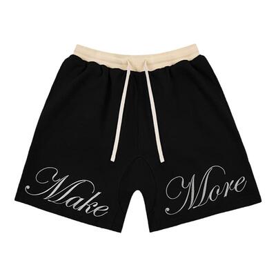 Makemore美式刺绣抽绳纯棉短裤男