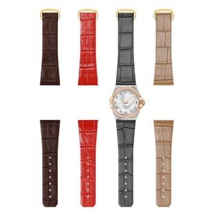 适配Omega欧米茄伽星座表带真皮牛皮折叠扣双鹰凹口手表带23mm男