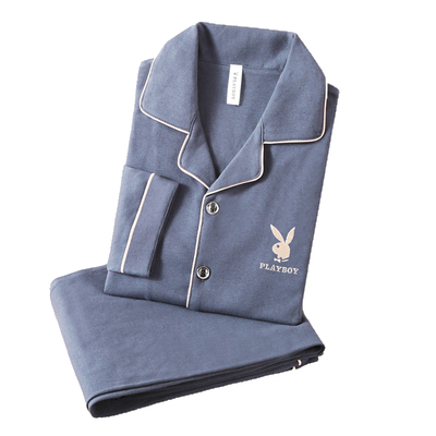 花花公子男士睡衣纯棉套装