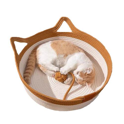 藤编猫窝四季通用夏天编织猫咪用品睡觉用垫子狗窝夏季宠物床猫猫