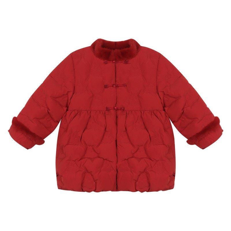 NORNOR女童红色羽绒服新款冬装保暖加厚好看新中式儿童拜年服外套