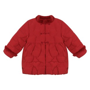 NORNOR女童红色羽绒服新款冬装保暖加厚好看新中式儿童拜年服外套