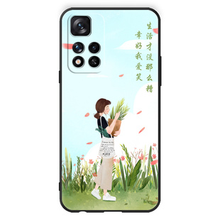 luckrider适用于红米NOTE11 5g手机壳6.6寸小众ins潮牌。送钢化膜Redmi Note11网红硅胶壳21091116AC新款手机