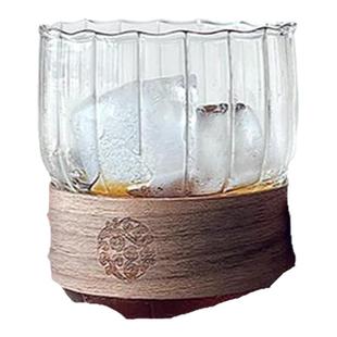 条纹复古咖啡杯冰美式拿铁杯隔热防烫耐高温水杯饮品玻璃杯高硼硅